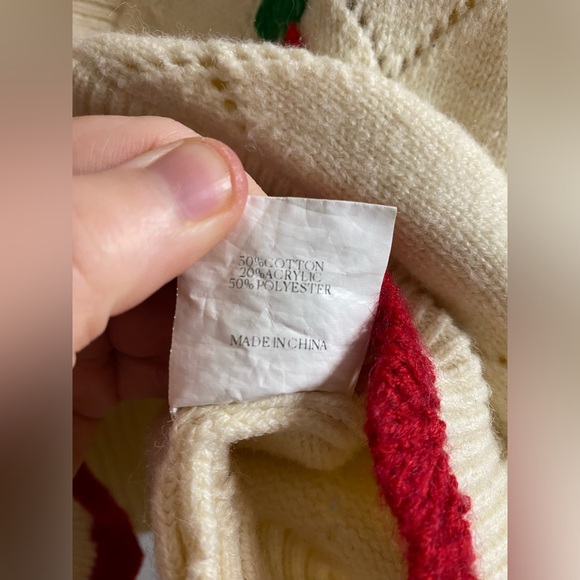 CIDER Cream Red Cherry Decorated Button-Up Sweater Cardigan Women Sz M - Picture 5 of 6